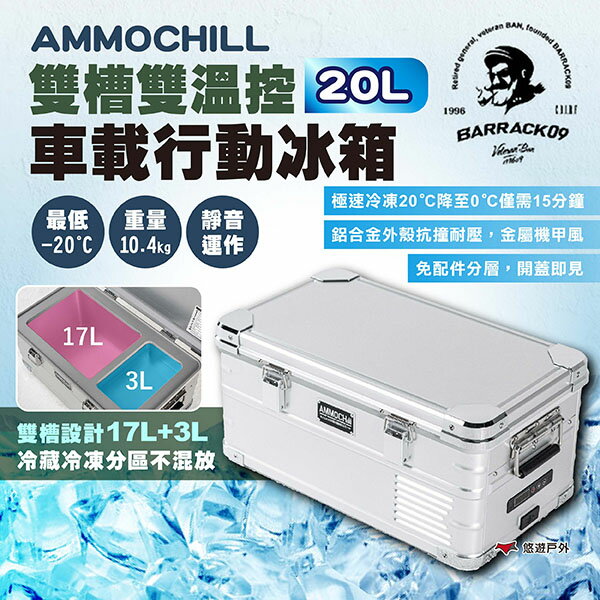 【Barrack 09】AMMOCHILL雙槽雙溫控車載行動冰箱20L 軍風冷凍冰箱 車載冰箱 露營 悠遊戶外