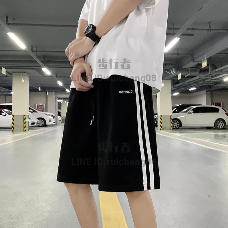 美式條紋籃球短褲男士潮流寬鬆夏季外穿休閒速幹運動五分褲子【步行者戶外生活館】