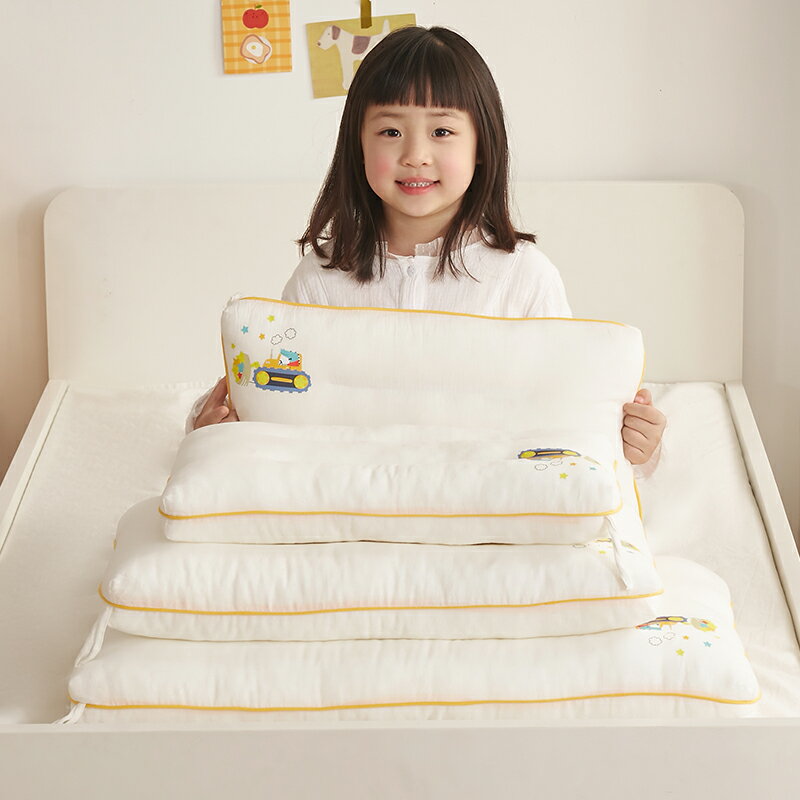 兒童枕頭3歲以上可水洗枕芯6歲12歲抗菌純棉寶寶低枕矮枕四季通用