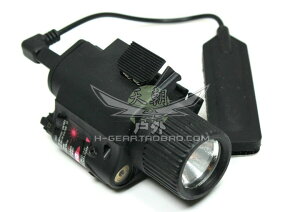 QD M6 鐳射電筒 LED強光戰術電筒+紅laser/照明指示燈（黑色）