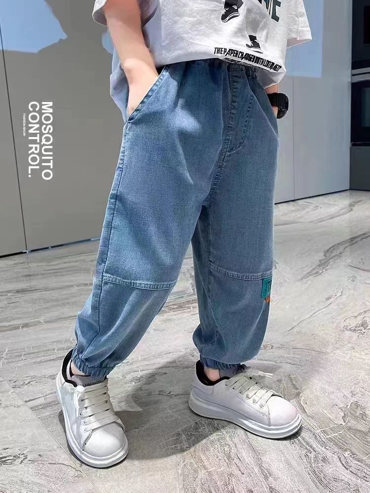 長褲 春夏款男童褲子 兒童 超軟防蚊褲 潮範童褲 夏裝 牛仔褲 男生薄款長褲【不二雜貨】