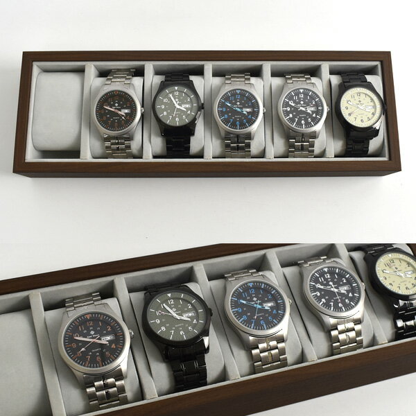 手錶盒 木質無蓋手錶收納盒(6支裝)【NAWA46】