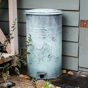 掬涵腳踏垃圾桶帶蓋復古鐵藝花園庭院別墅裝飾辦公室廁所客廳家用