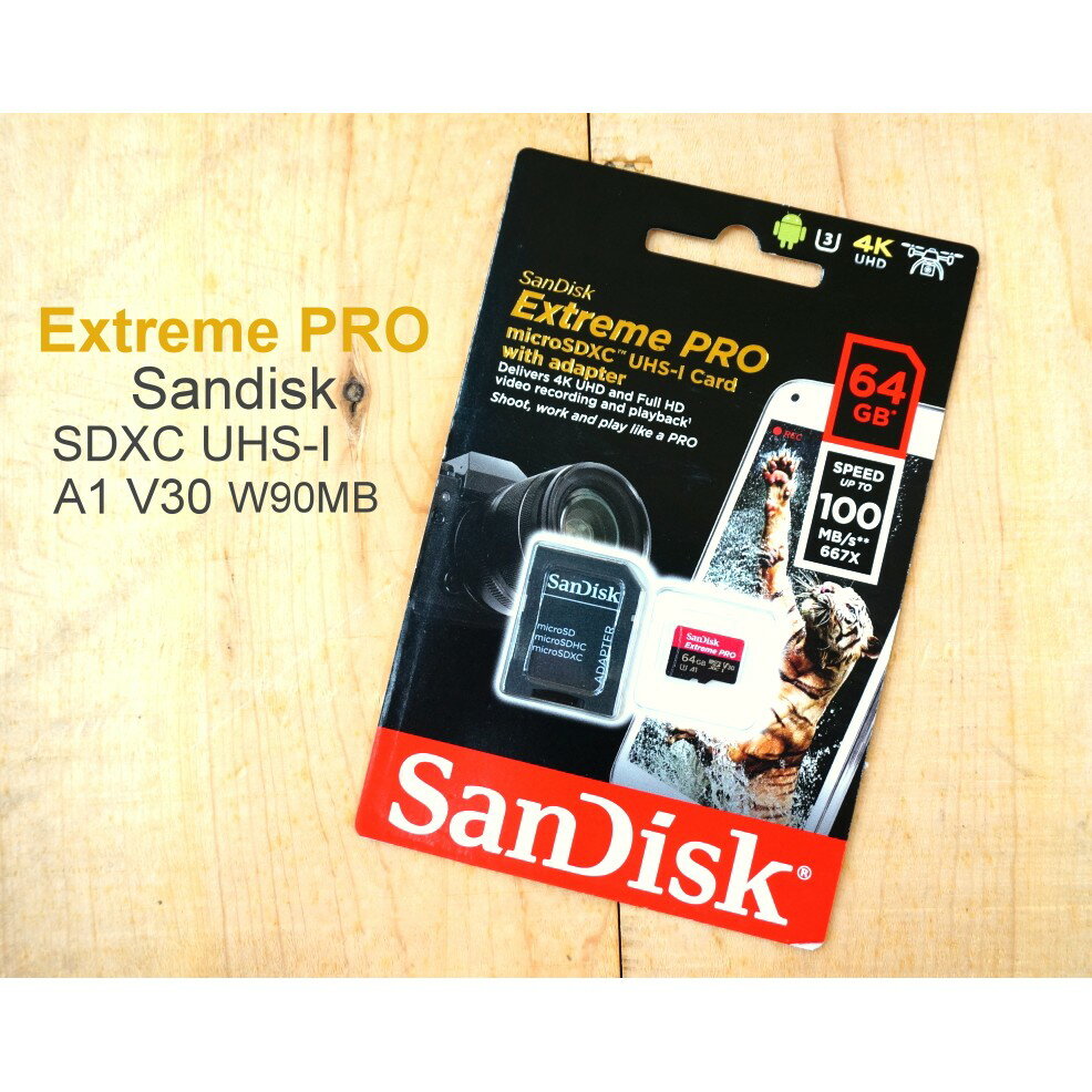 SanDisk Extreme Pro Micro 64G【R100 W90】公司貨 U3 4K 記憶卡【中壢NOVA-水世界】【APP下單4%點數回饋】