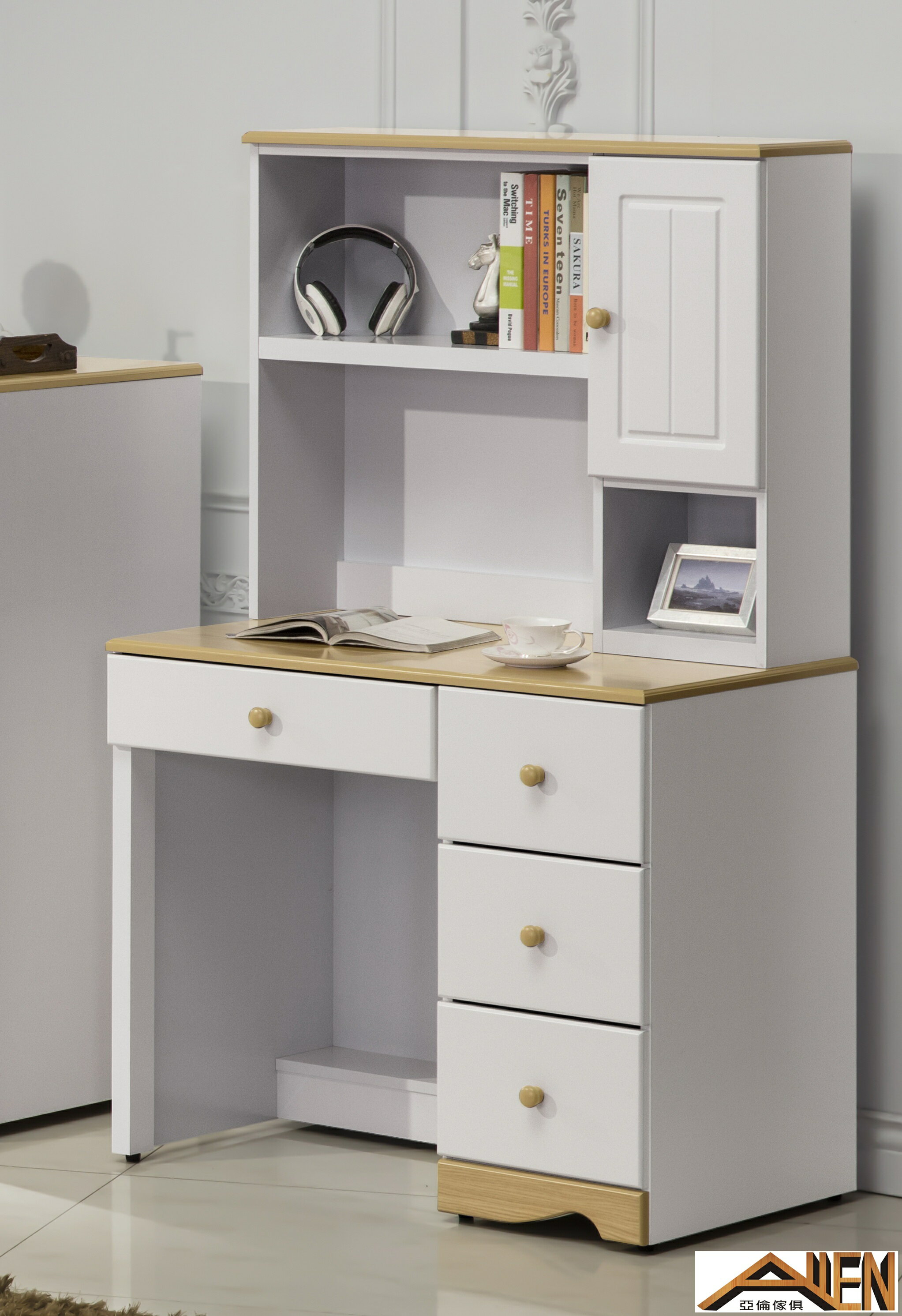 亞倫傢俱*雅格絲白色3.2尺書桌組