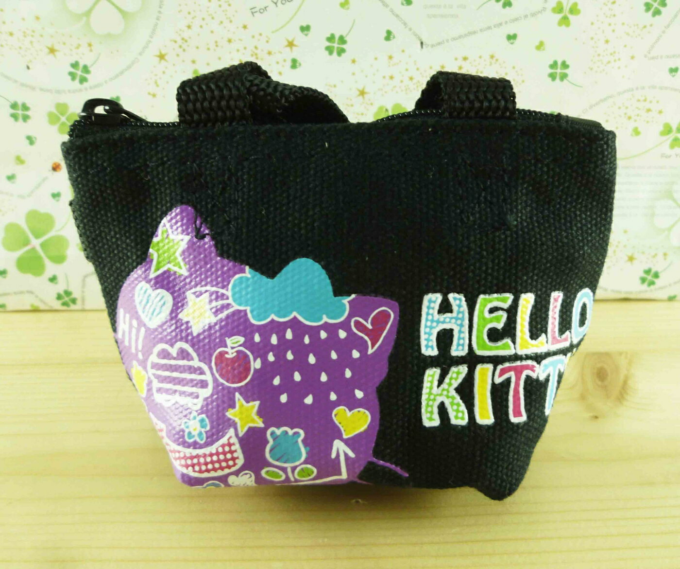 【震撼精品百貨】Hello Kitty 凱蒂貓-造型零錢包-紫黑 震撼日式精品百貨