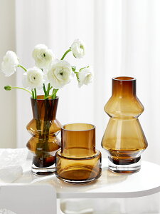 北歐ins風輕奢花瓶擺件玻璃水養插花鮮花客廳餐桌裝飾花器高級感