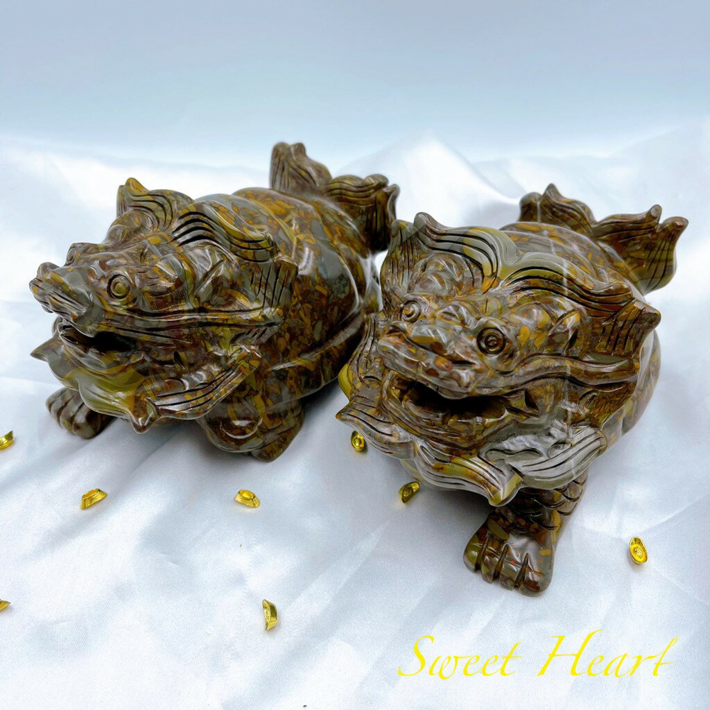 Sweet Heart 田芯開運精選 💯 天然 女媧石 女媧石龍龜 龍龜 一對 聚財陣宅 福氣長壽 贈五帝綁飾 含開光