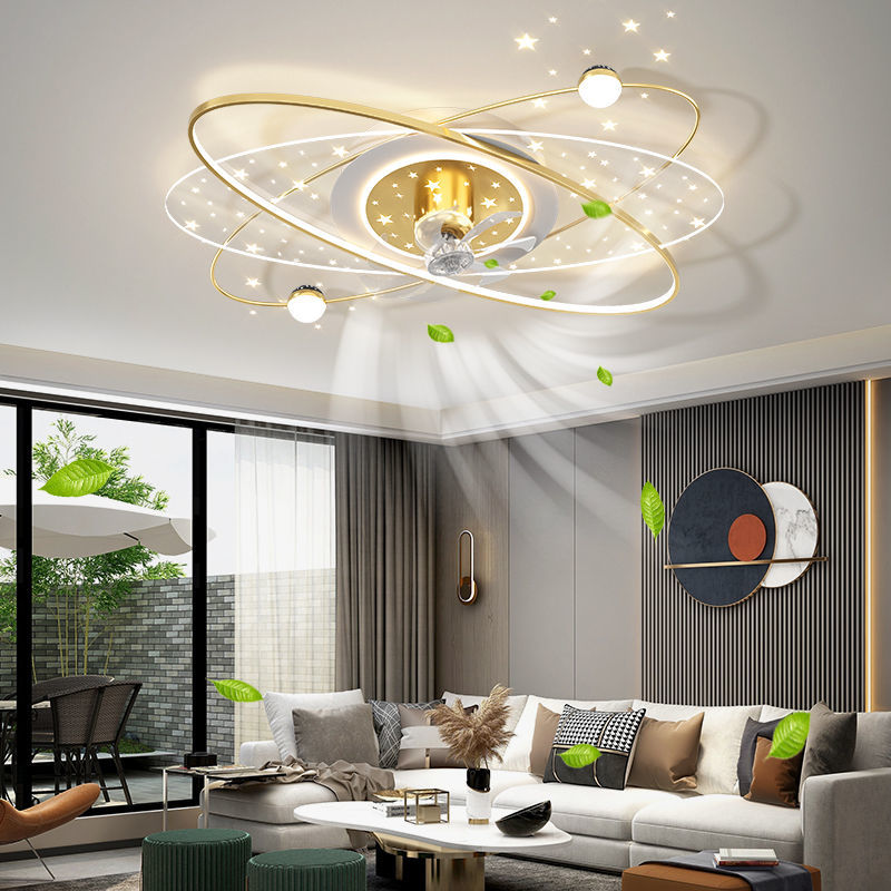 風扇吸頂燈簡約現代2022年新款可搖頭電扇餐廳臥室燈家用燈具