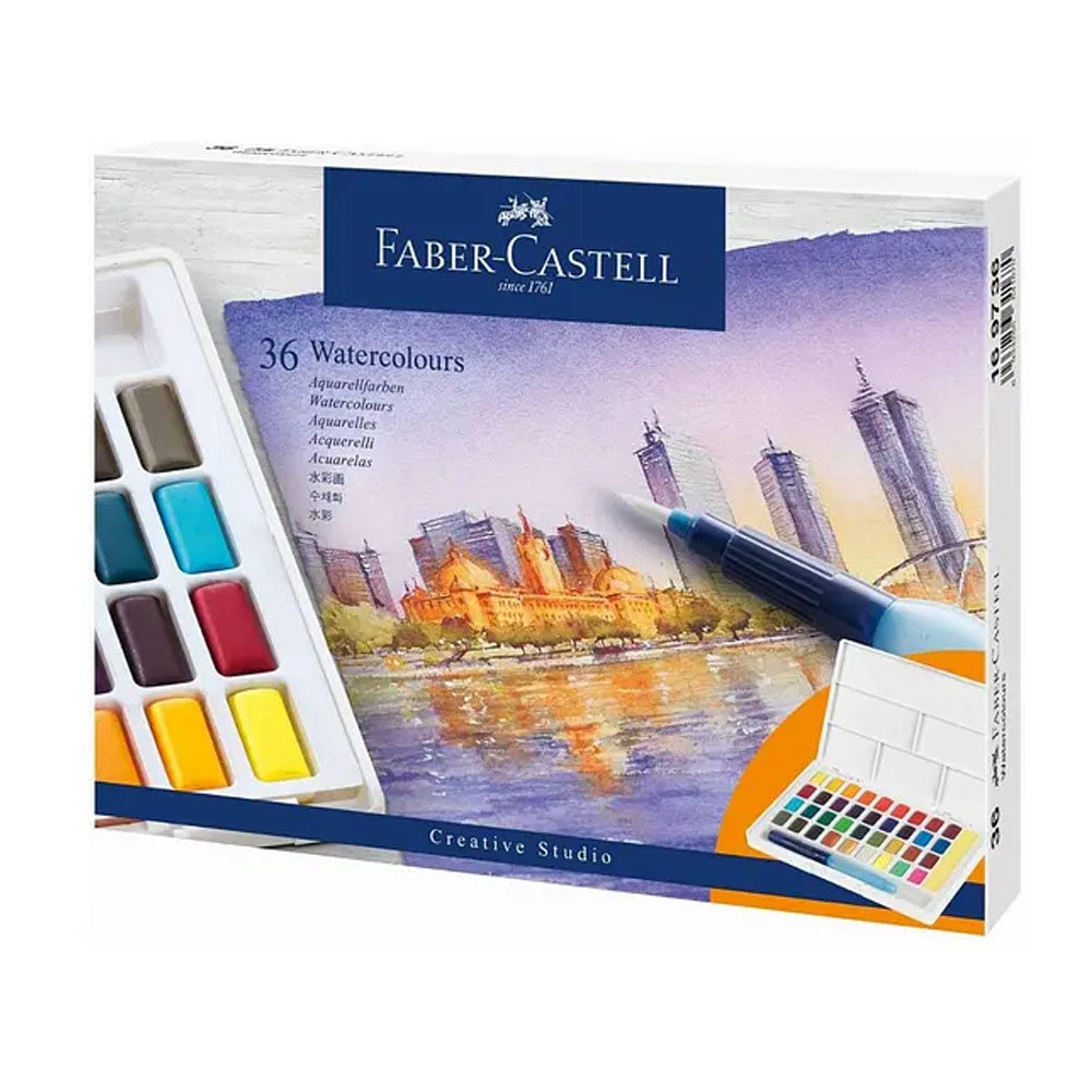 FABER-CASTELL 輝柏 576037 169736 Solid Watercolours 攜帶型水彩塊套組 36色 /組 塊狀水彩