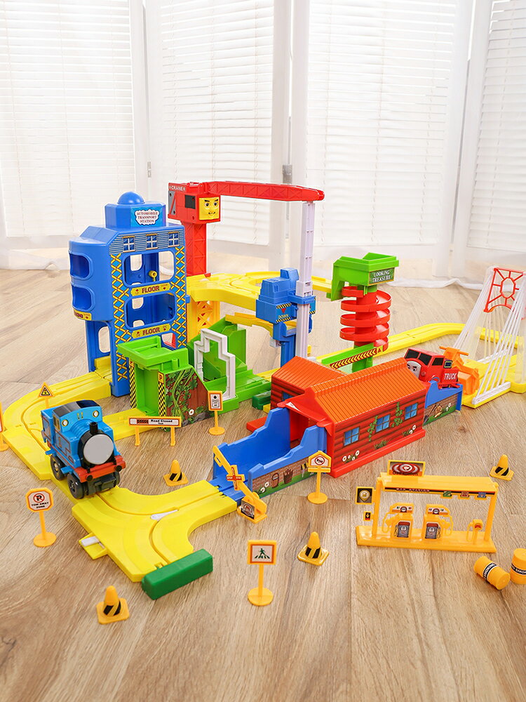 小火車套裝軌道高鐵電動玩具兒童賽車停車場益智力動腦男孩3-4歲6