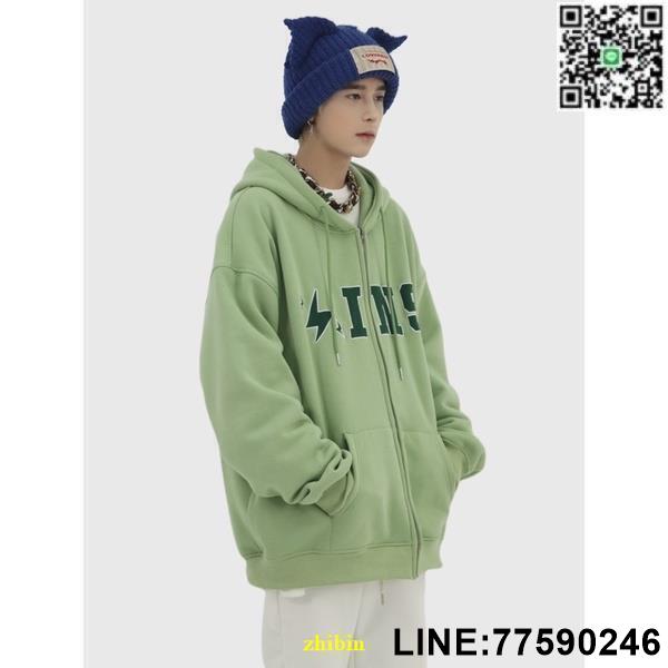 【歡樂購】刷毛衛衣 連帽外套 情侶外套 衛衣 INS 美式 復古 簡約 冰淇淋四色 字母印花