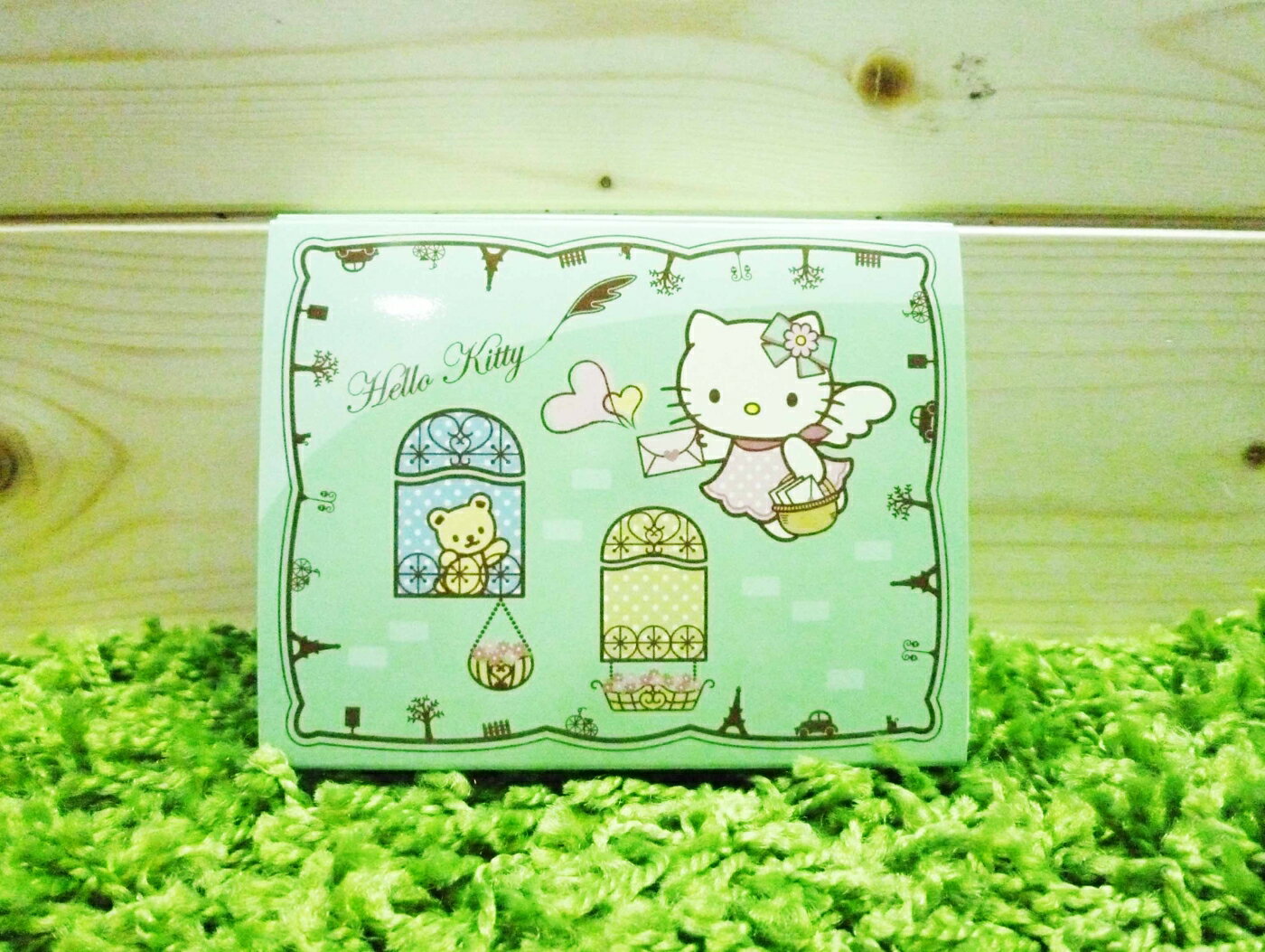 【震撼精品百貨】Hello Kitty 凱蒂貓 便條紙附整理盒-綠天使【共1款】 震撼日式精品百貨