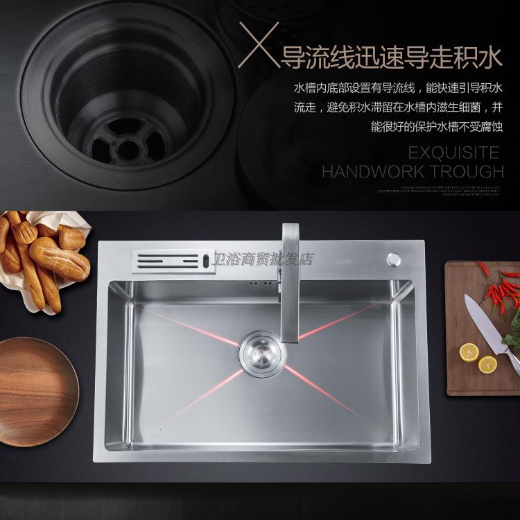 德國水槽加厚 廚房洗菜盆304不銹鋼水槽洗碗池大單盆手工單槽套餐 1