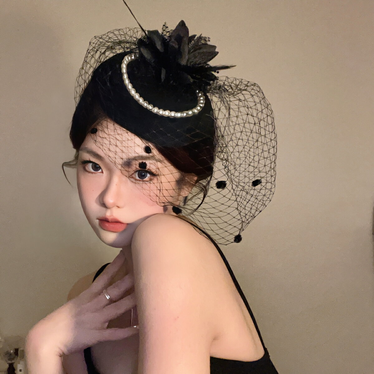 復古民國網紗禮帽女頭飾新娘面紗名媛旗袍禮服發飾萬聖節裝飾【淘夢屋】