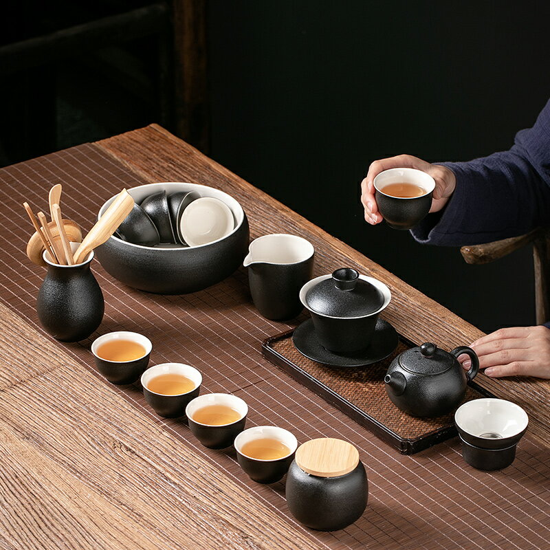 陶瓷功夫茶具套裝家用客廳整套簡約辦公室會客茶壺蓋碗茶杯泡茶器