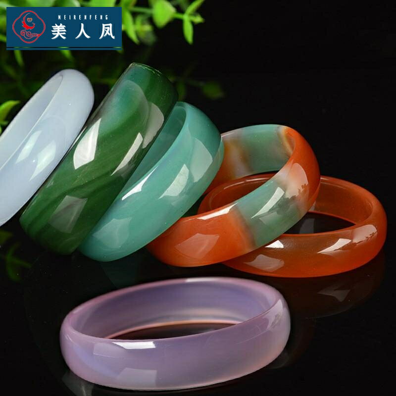小孩子女玩具瑪瑙手鐲手環飾品兒童玉鐲寶寶生日禮物綠白粉紫紅色