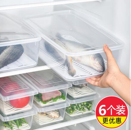 日本冰箱瀝水保鮮盒帶蓋蔬菜儲物收納盒食品級廚房長方形冷凍冷藏 樂購生活百貨