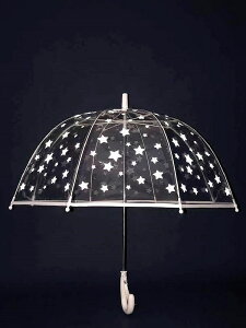 兒童傘小孩寶寶安全反光星星白色高清透明傘長柄傘直桿傘學生