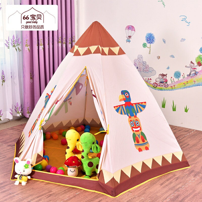 Khemahkanak2勇士部落六角帳篷兒童遊戲屋嬰兒家用室內玩具屋帳篷海洋球圍欄房