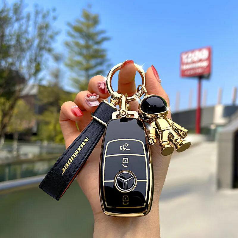 【優選百貨】適用於 賓士 Benz 鑰匙套 鑰匙殼 Amg C系列W205 E系列 W213 GLC GLE GLB 鑰匙包 鑰匙圈鑰匙套 鑰匙包
