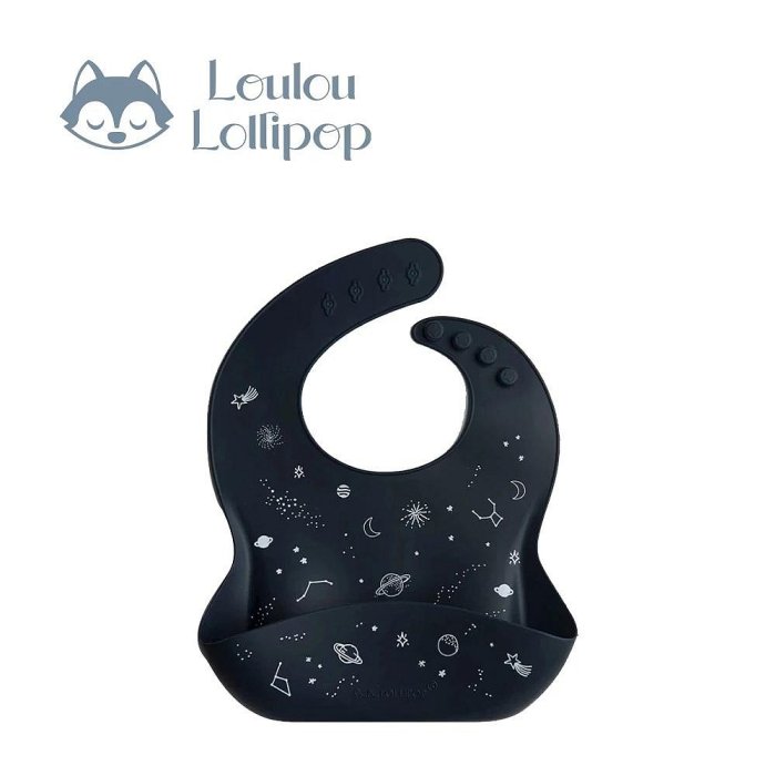 加拿大Loulou lollipop寬口袋立體矽膠圍兜(825754007965迷幻太空) 523元