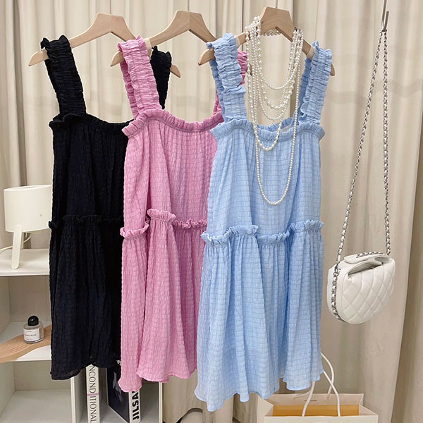 ANNAS 正韓 實拍 不易皺 木耳邊背心洋裝 短裙 短洋裝 無袖洋裝 顯瘦 女神 蛋糕裙 氣質 雪紡 特價 韓國製 韓國 7