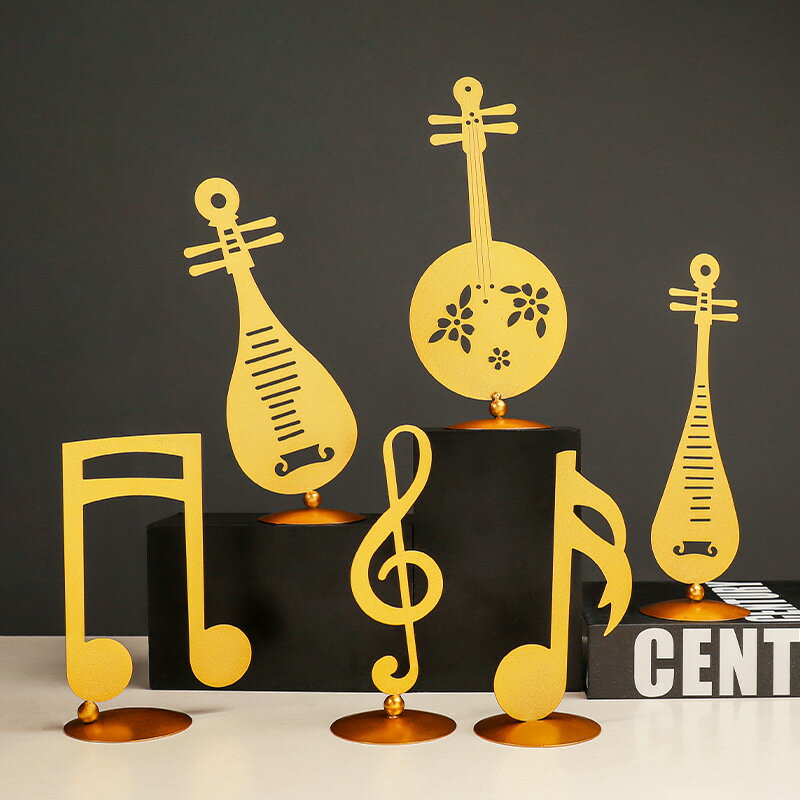 北歐簡約金屬五線譜音符樂器模型擺件創意家居客廳柜臺玄關裝飾品