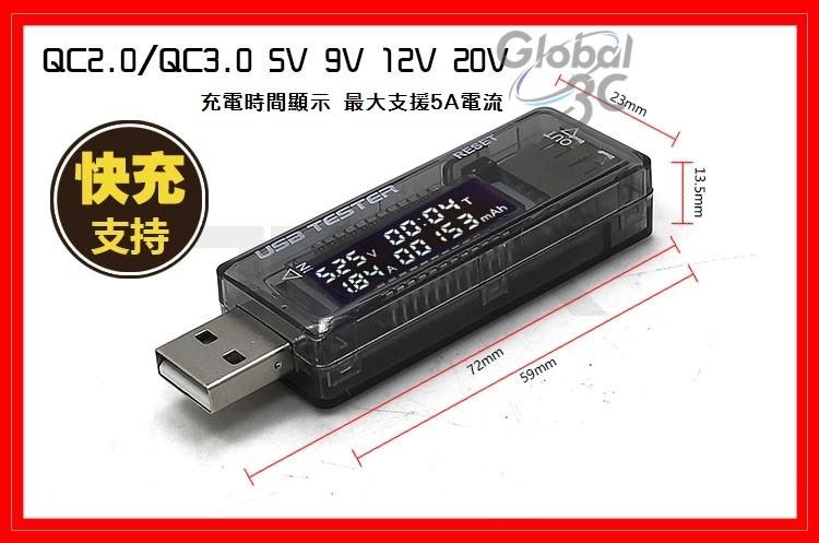 支援 QC 2.0 3.0 快充 充電時間顯示 測電流 電壓 USB電壓電流測試儀 5V/9V/12V 測電壓電流神器