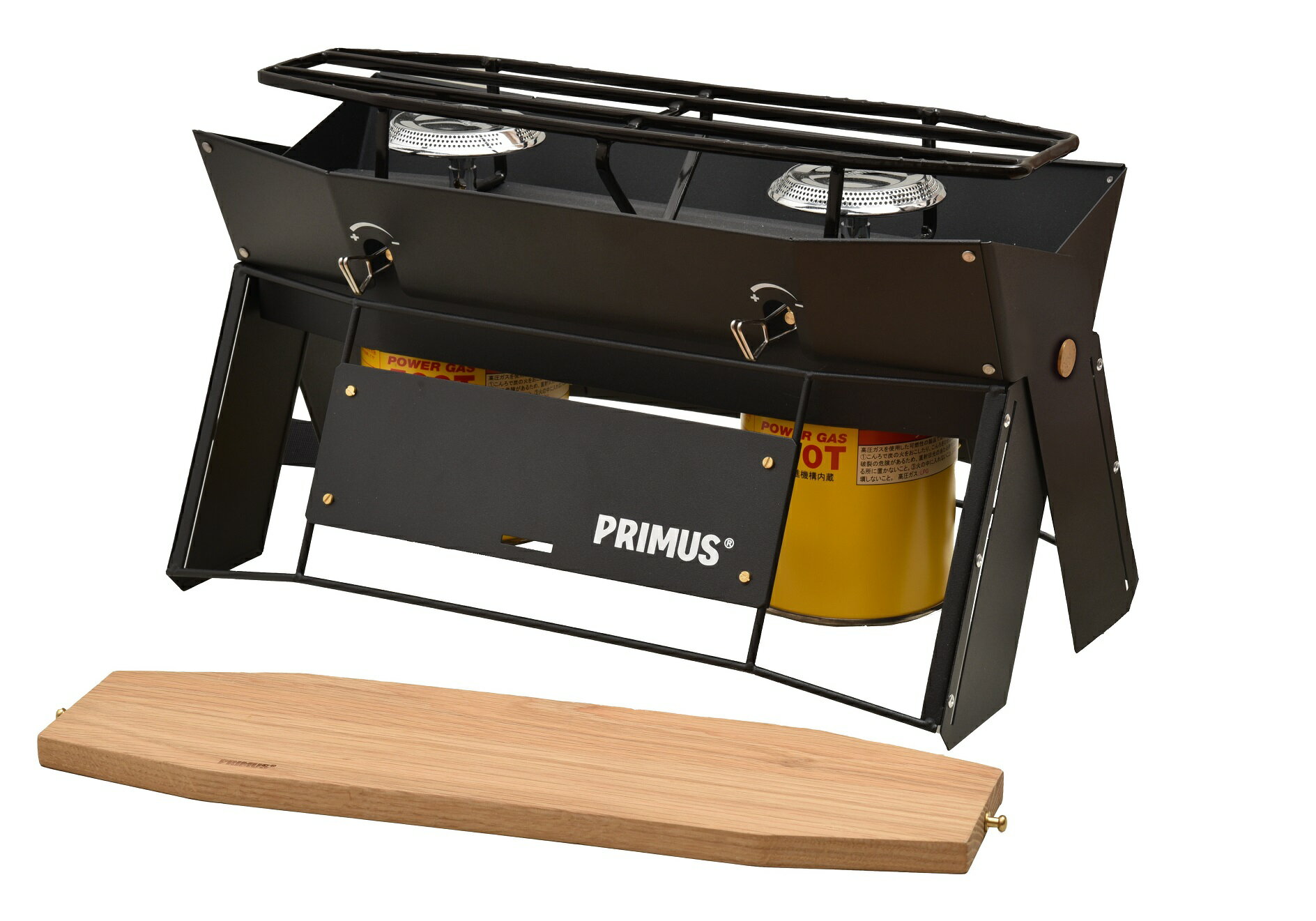 日本 PRIMUS P-COJ-BK 雙口 高山瓦斯爐 雙口爐 黑色 4.1kW 折疊 附木蓋板 可側背 露營 登山 日本代購