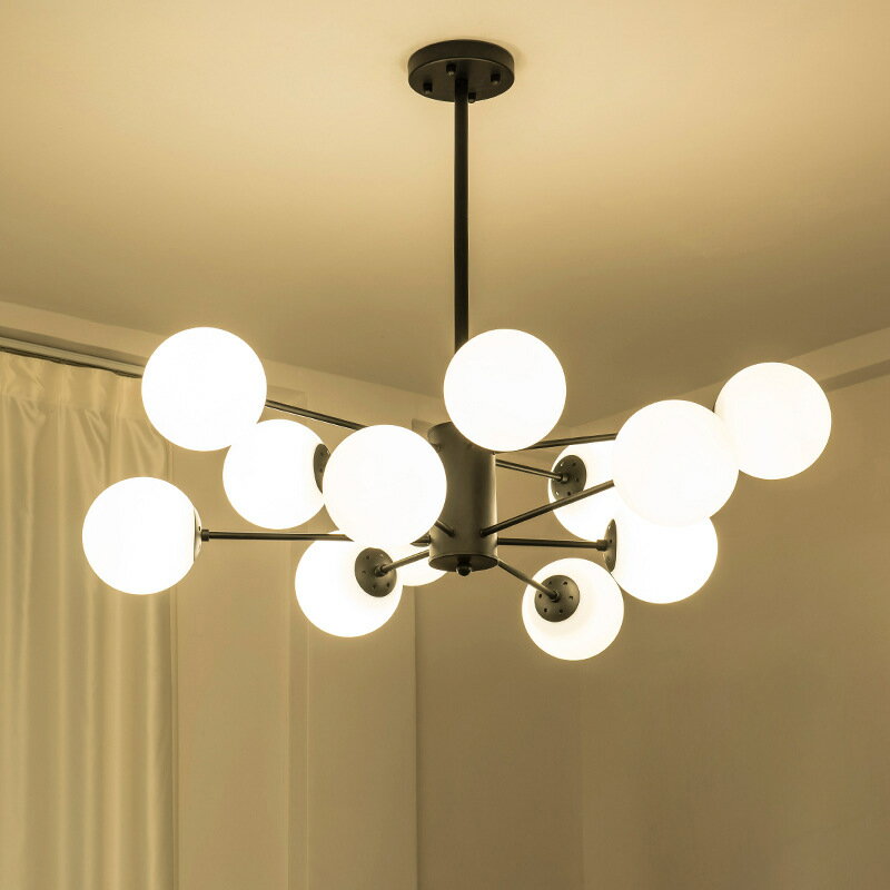 【優選百貨】北歐現代簡約魔豆吊燈創意個性餐廳臥室客廳組合燈具玻璃球分子燈