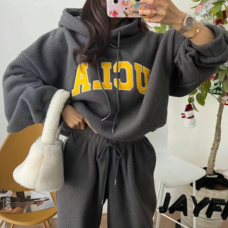 ANNAS 正韓紅色套裝 UCLA羊羔毛套裝 韓國刷毛連帽衛衣長褲 新年 過年 2024龍年開運穿搭 8