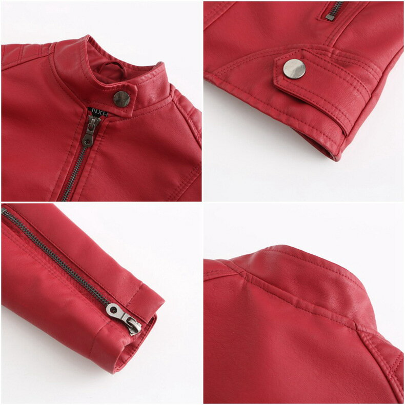 Leather Jacket Women Moto Biker Zipper Jacket女修身夾克外套