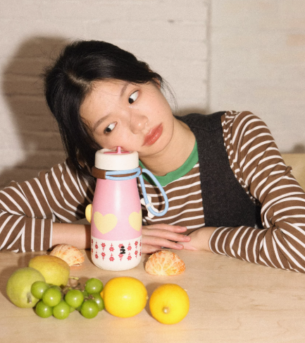 《哈哈》怦怦愛心機靈大容量保溫杯不鏽鋼吸管杯