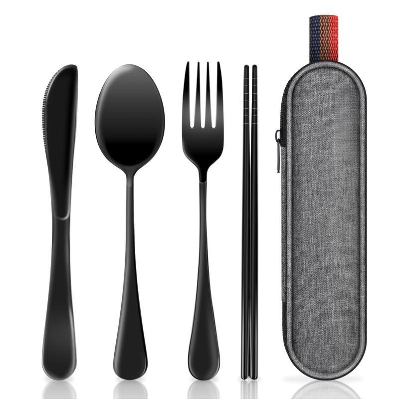 Travel Utensils with Case Portable Stains Steel Reusable