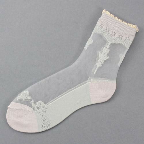 【花日襪】日本製透明襪子 透膚襪 玻璃襪 絲襪 花和蝴蝶襪子 日系襪 日製襪 浪漫蕾絲襪 透明長襪 氣質穿搭 1