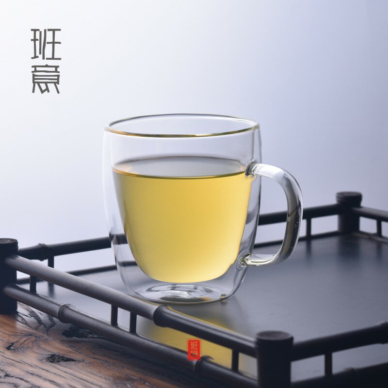 超大容量玻璃杯耐高溫水杯帶蓋茶杯創意懷舊革命大茶缸透明馬克杯1入