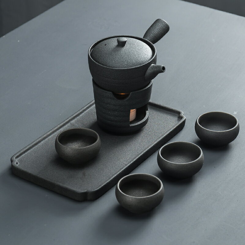 陶瓷煮茶器套裝家用簡約干泡蠟燭溫茶爐功夫茶具茶盤黑陶泡茶壺杯