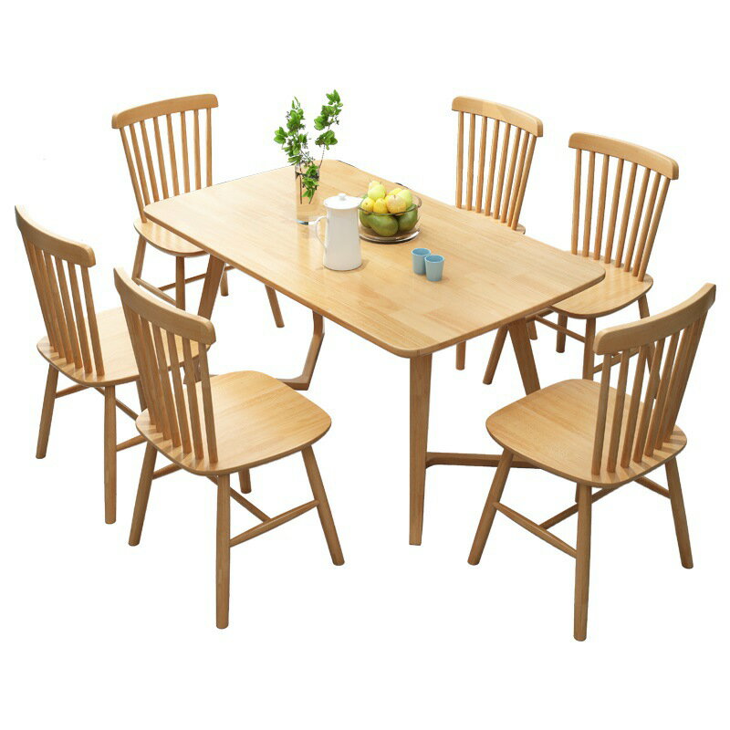 【免運】美雅閣| 全實木餐桌簡約時尚餐廳長方形4人6人吃飯桌北歐家具餐桌椅組合