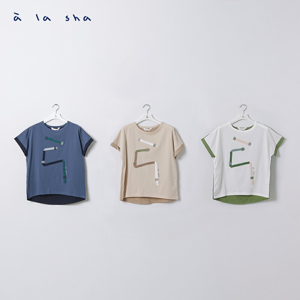 à la sha  LOGO異材質拼接T 3
