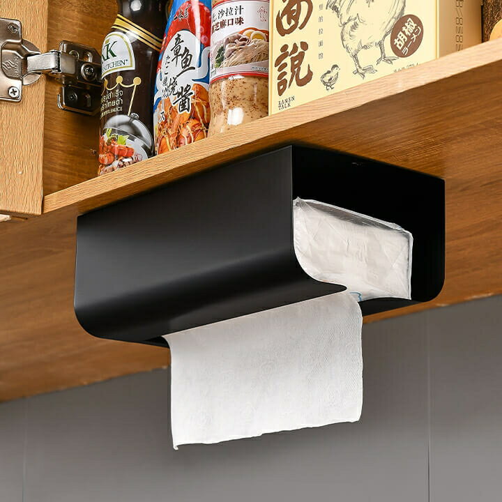 廚房櫥柜紙巾盒懸掛免打孔壁掛式倒掛鐵藝廁所洗臉收納抽紙用紙架