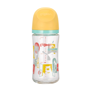 【愛吾兒】貝親Pigeon 第三代母乳實感寬口玻璃奶瓶240ml-彩繪款(M奶嘴)