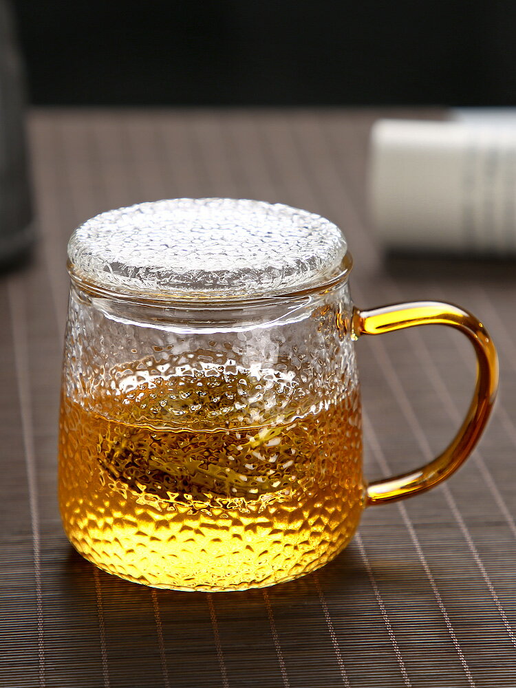 茶水分離玻璃水杯過濾網家用帶蓋手柄女男士泡茶杯辦公室耐熱杯子