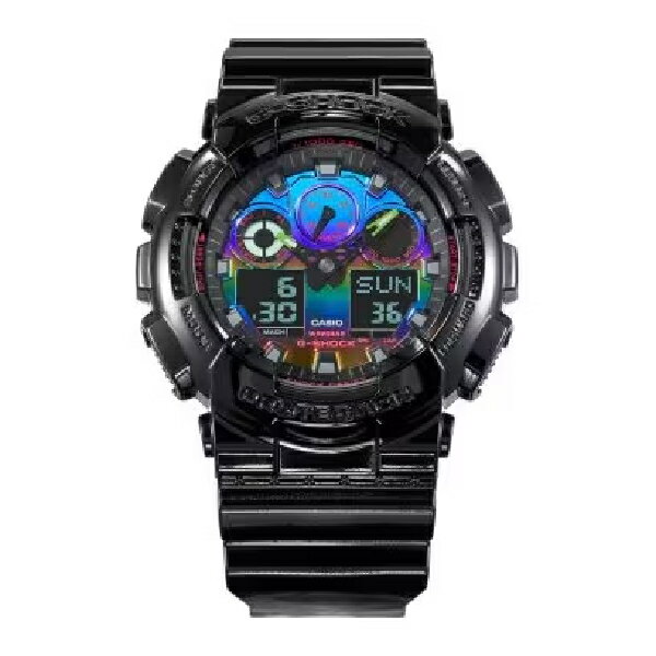 CASIO 卡西歐 G-SHOCK 探索虛擬彩虹系列 彩虹蒸鍍錶面流行腕表 51.2mm GA-100RGB-1A｜樂天領券折300★全館特惠中★指定刷卡回饋10%