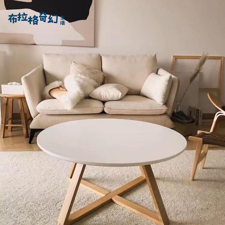 【布拉格】 日式橡膠木茶幾 小戶型陽臺客廳小桌 傢俱沙發邊幾 臥室創意圓桌北歐小桌 工廠現貨 可開發票