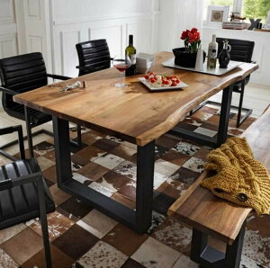 美式實木長方形餐桌鐵藝復古工業風咖啡休閑辦公大長桌