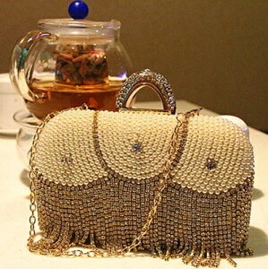 珍珠晚宴包 鏈條包-精美水鑽歐美時尚女手拿包 6色71as5【獨家進口】【米蘭精品】