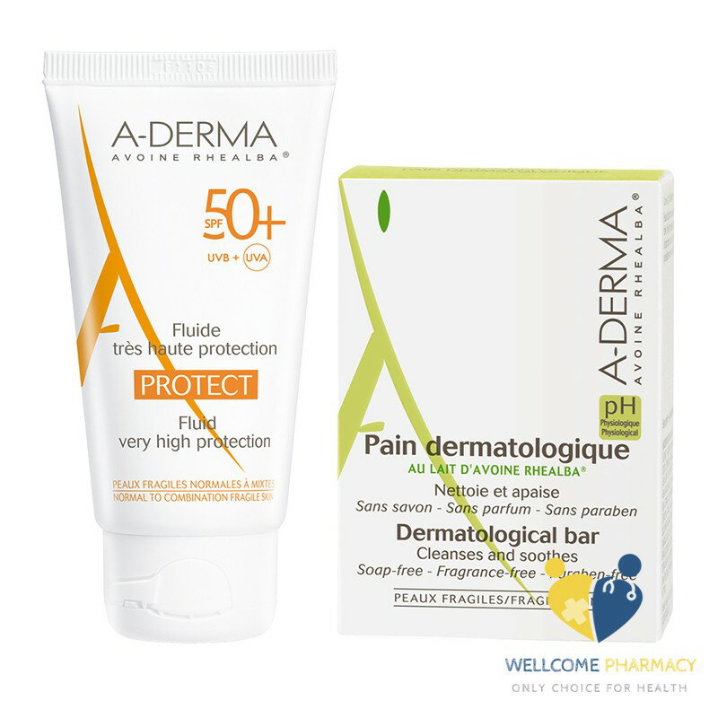 A-DERMA 艾芙美 燕麥全效極護防曬乳 SPF50+ 40ML (送潔膚皂100g) angel 唯康藥局