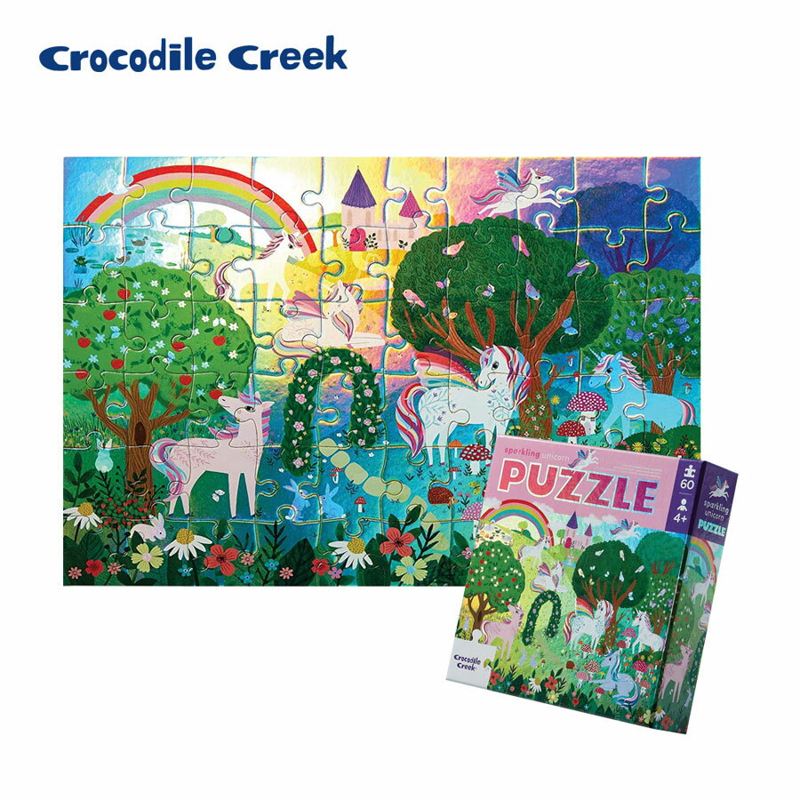 (4歲+) 美國【Crocodile Creek】幻彩雷射拼圖-彩虹小馬 (60片)