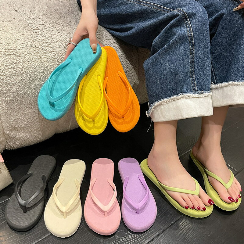 人字拖鞋女夾趾鞋夏季新款簡約外穿純色夾腳鞋海邊沙灘涼拖鞋女鞋【Snowbelle優選】